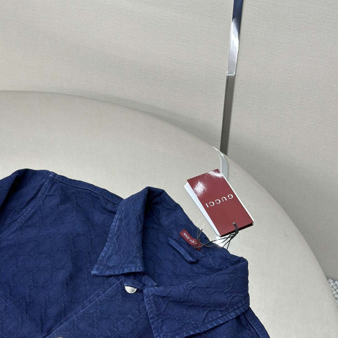 Gucci Bleached GG Cotton Denim Jacquard Shirt - DopestKickz