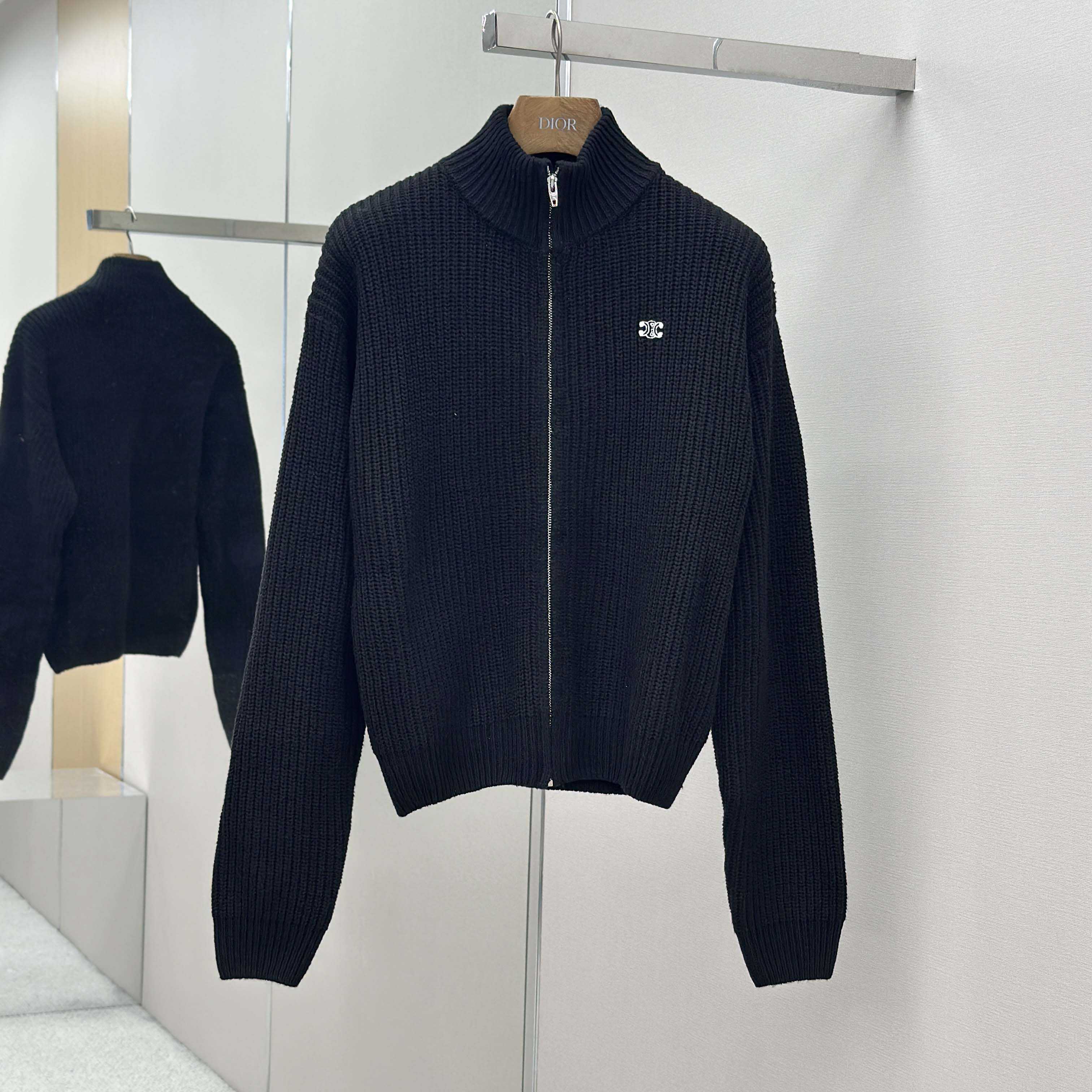 Celine Triomphe Trucker Sweater In Ribbed Wool  - DopestKickz