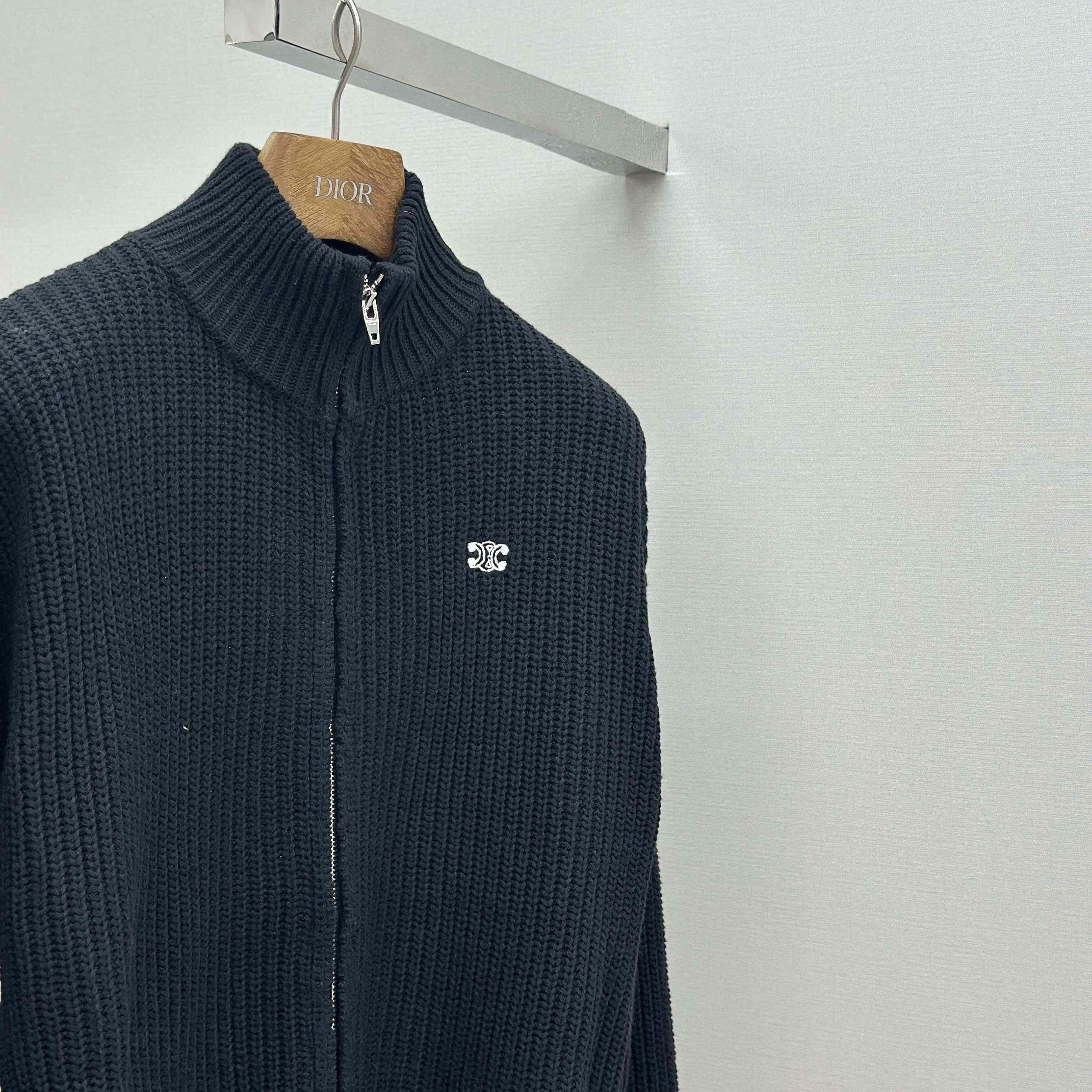 Celine Triomphe Trucker Sweater In Ribbed Wool  - DopestKickz