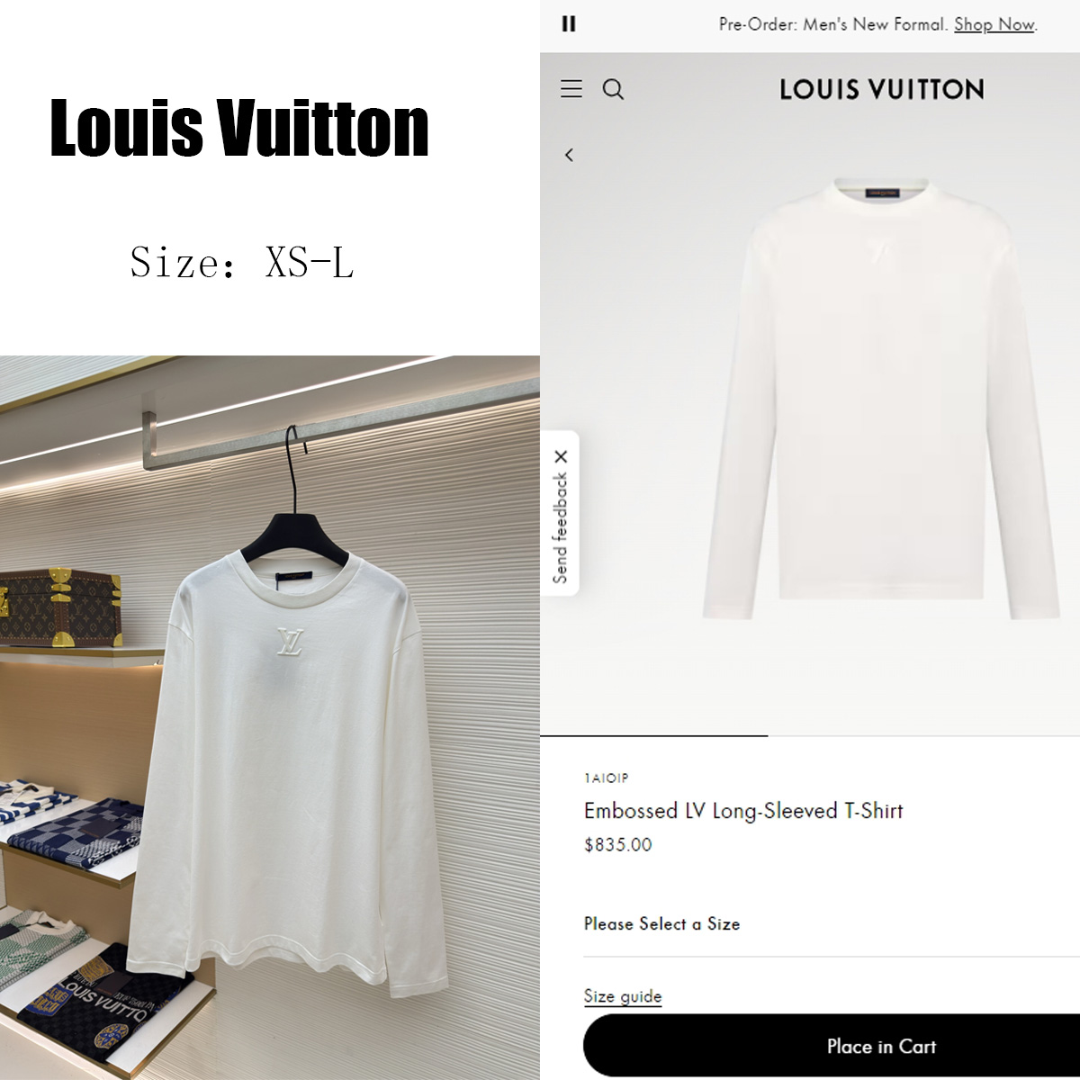 Louis Vuitton Embossed LV Long-Sleeved T-Shirt   1AIOIP - DopestKickz
