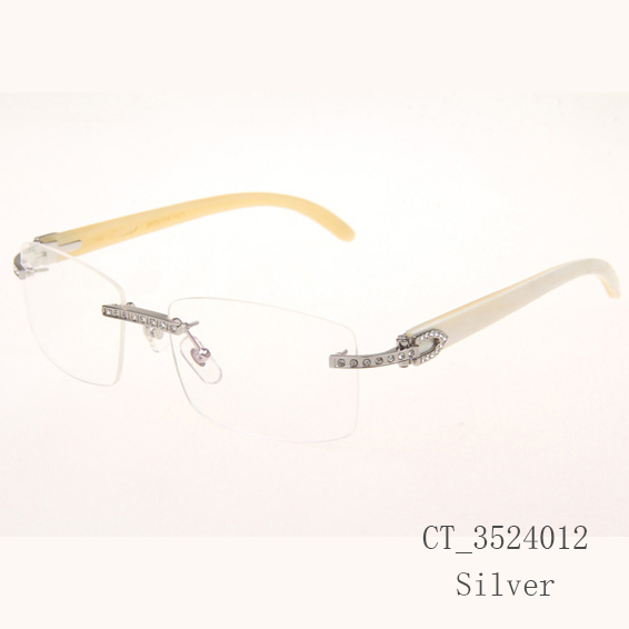 Cartier CT_3524012 Diamond White Buffalo Eyeglasses In Silver - DopestKickz