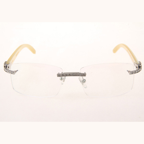 Cartier CT_3524012 Diamond White Buffalo Eyeglasses In Silver - DopestKickz