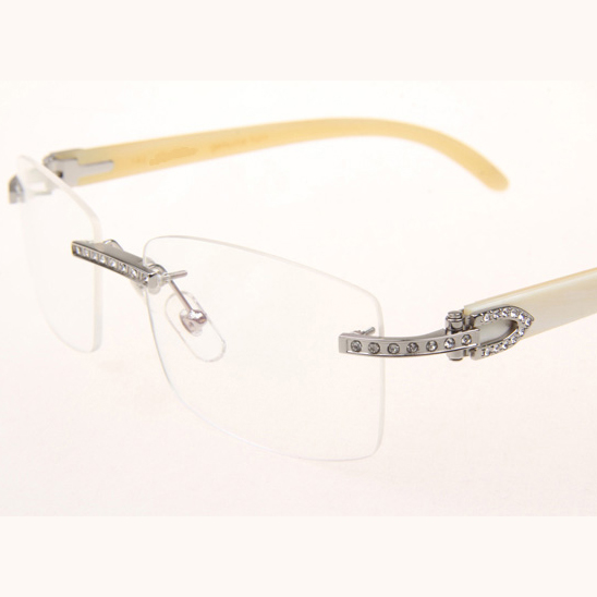 Cartier CT_3524012 Diamond White Buffalo Eyeglasses In Silver - DopestKickz