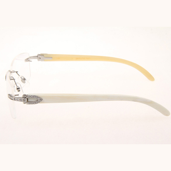 Cartier CT_3524012 Diamond White Buffalo Eyeglasses In Silver - DopestKickz