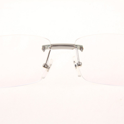 Cartier CT_3524012 Diamond White Buffalo Eyeglasses In Silver - DopestKickz