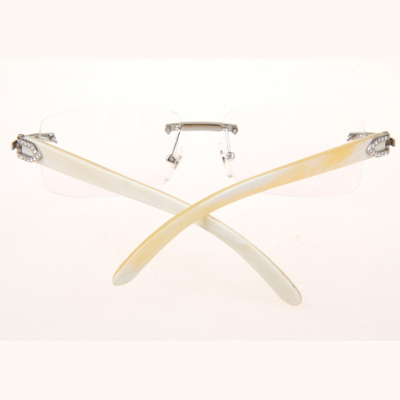 Cartier CT_3524012 Diamond White Buffalo Eyeglasses In Silver - DopestKickz