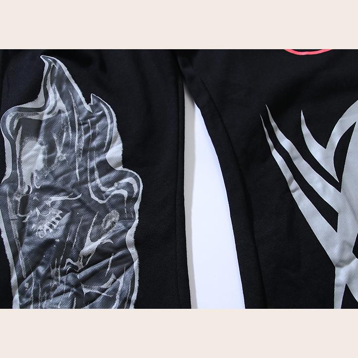 Hellstar Airbrushed Skull Closed Elastic Bottom Sweatpants Midnight Dye Black  - DopestKickz