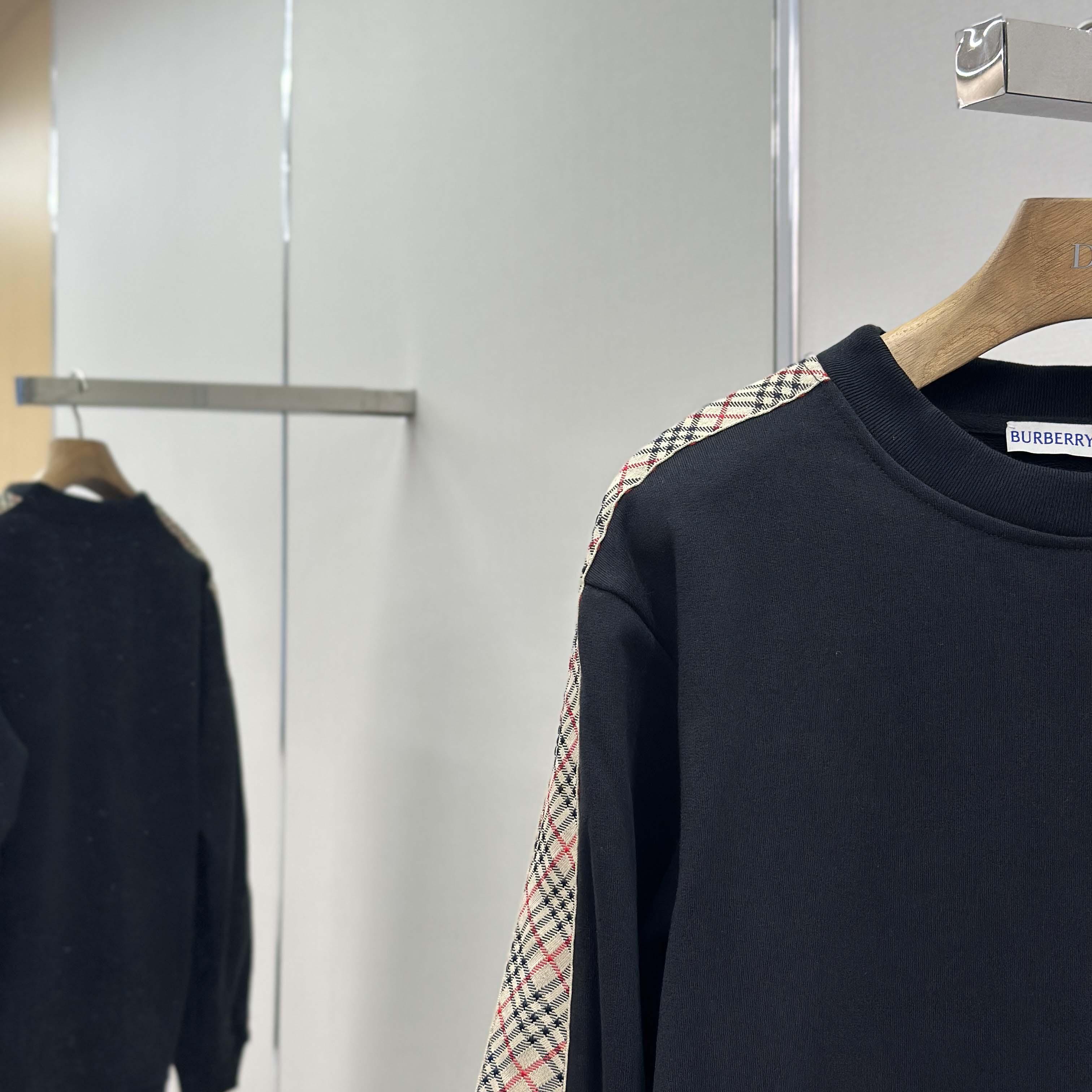 Burberry Check Trim Cotton Sweatshirt - DopestKickz