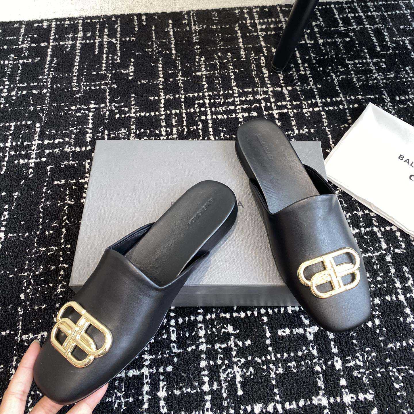 Balenciaga Flat Cosy BB Mule Slide Sandals - DopestKickz