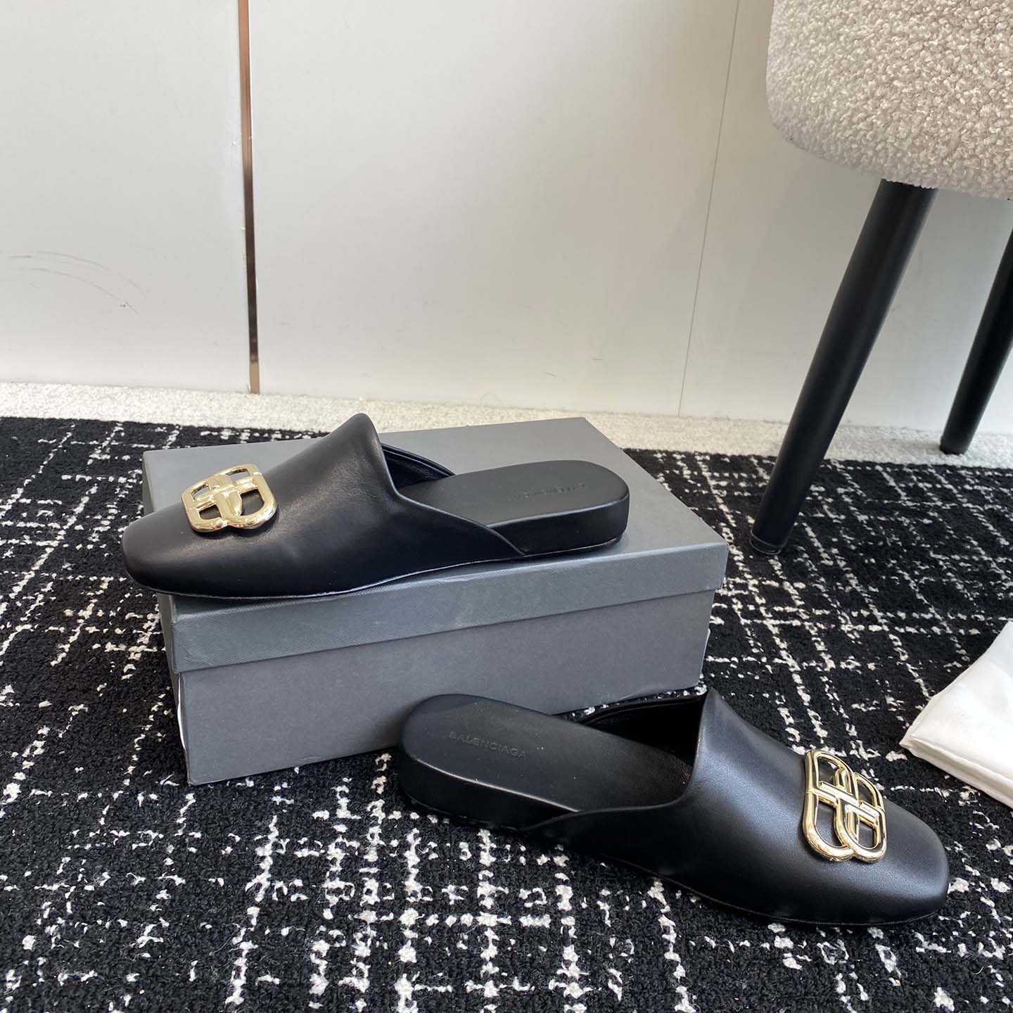 Balenciaga Flat Cosy BB Mule Slide Sandals - DopestKickz