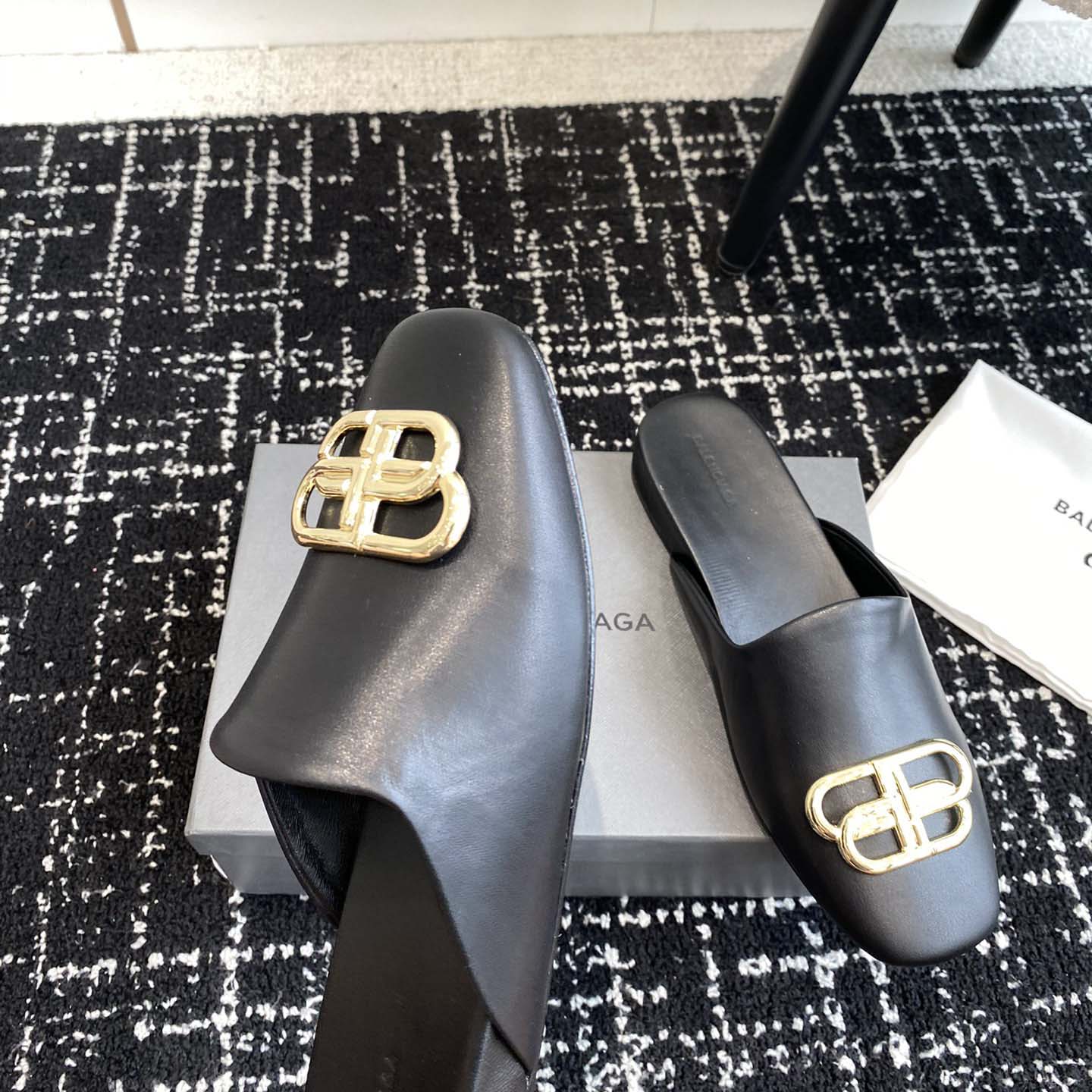 Balenciaga Flat Cosy BB Mule Slide Sandals - DopestKickz