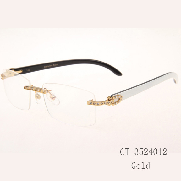 Cartier CT_3524012 Diamond White Mix Black Buffalo Eyeglasses In Gold - DopestKickz