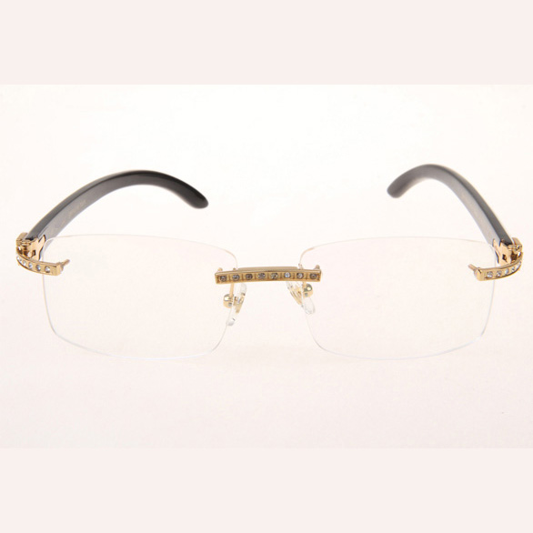 Cartier CT_3524012 Diamond White Mix Black Buffalo Eyeglasses In Gold - DopestKickz