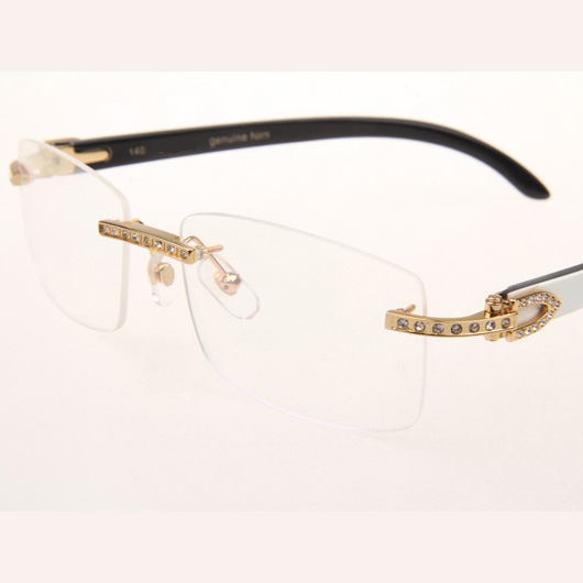 Cartier CT_3524012 Diamond White Mix Black Buffalo Eyeglasses In Gold - DopestKickz
