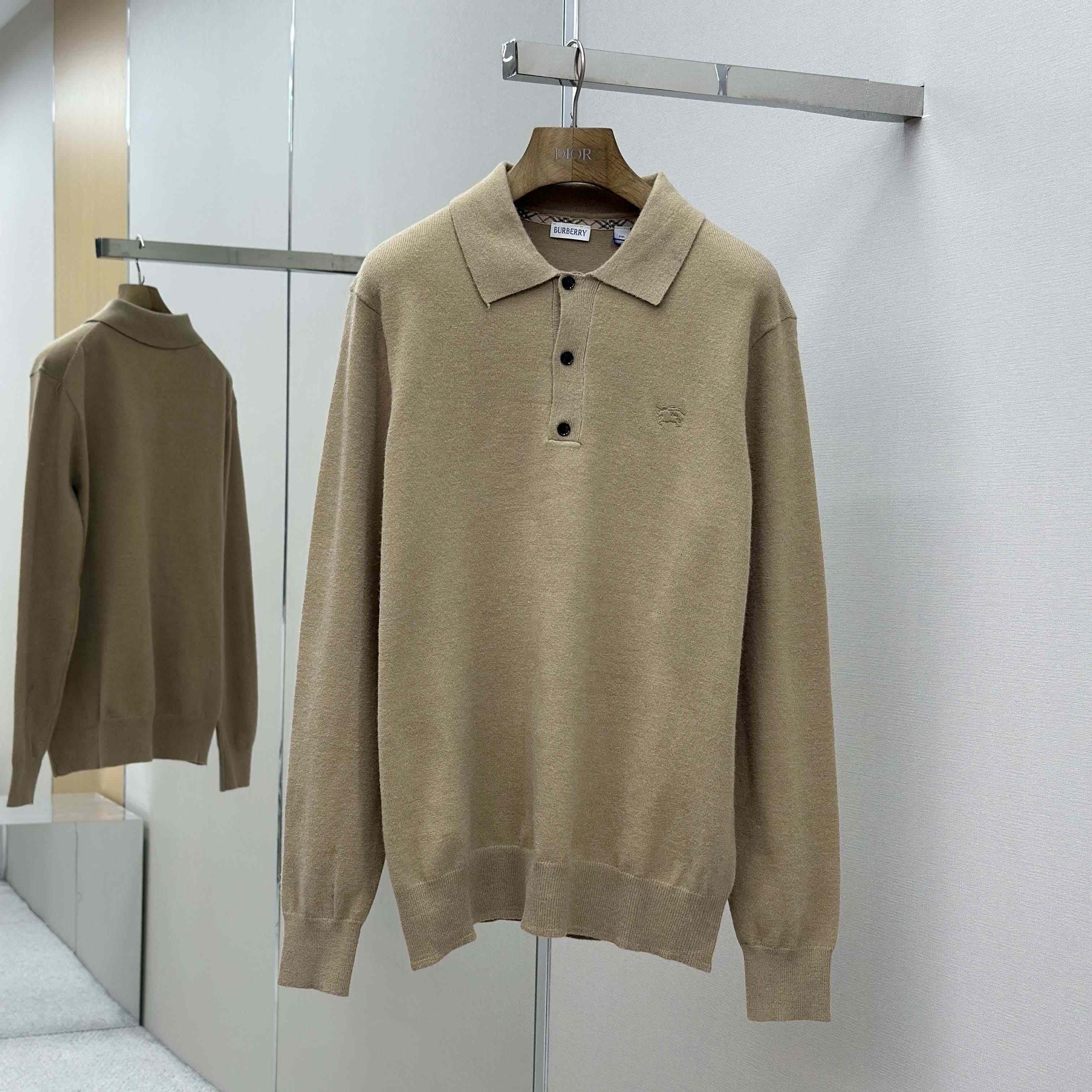 Burberry Long-sleeve Cashmere Blend Polo Shirt - DopestKickz