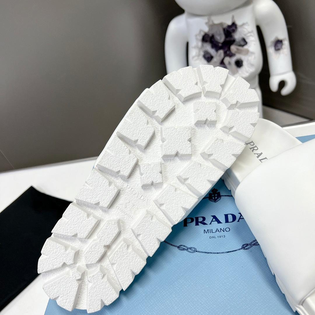Prada Soft Padded Nappa Leather Slides - DopestKickz