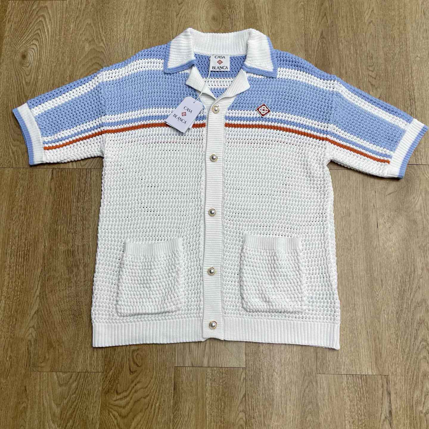 Casablanca Cotton Tennis Short Sleeve Crochet Shirt    D0103 - DopestKickz