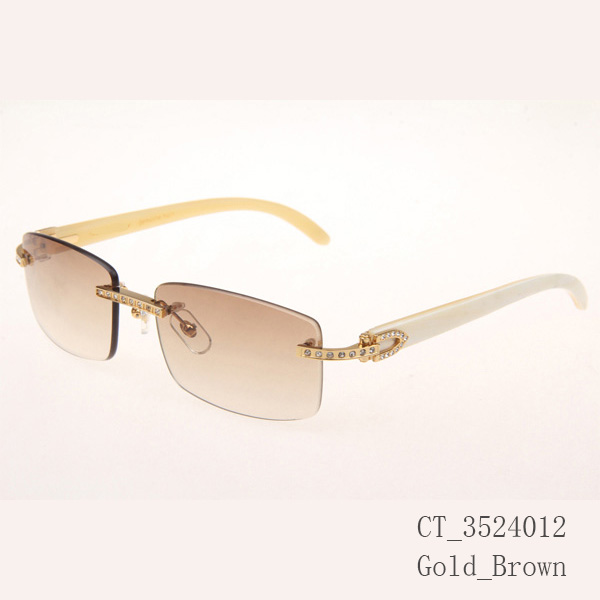 Cartier CT_3524012 Diamond White Buffalo Sunglasses In Gold Brown - DopestKickz