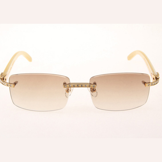 Cartier CT_3524012 Diamond White Buffalo Sunglasses In Gold Brown - DopestKickz