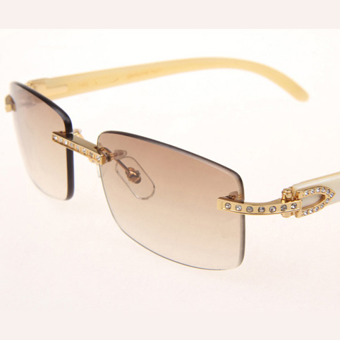 Cartier CT_3524012 Diamond White Buffalo Sunglasses In Gold Brown - DopestKickz