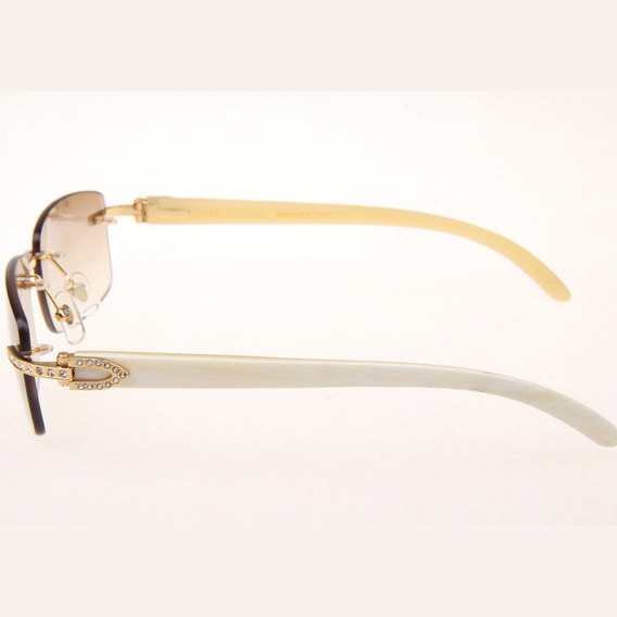Cartier CT_3524012 Diamond White Buffalo Sunglasses In Gold Brown - DopestKickz