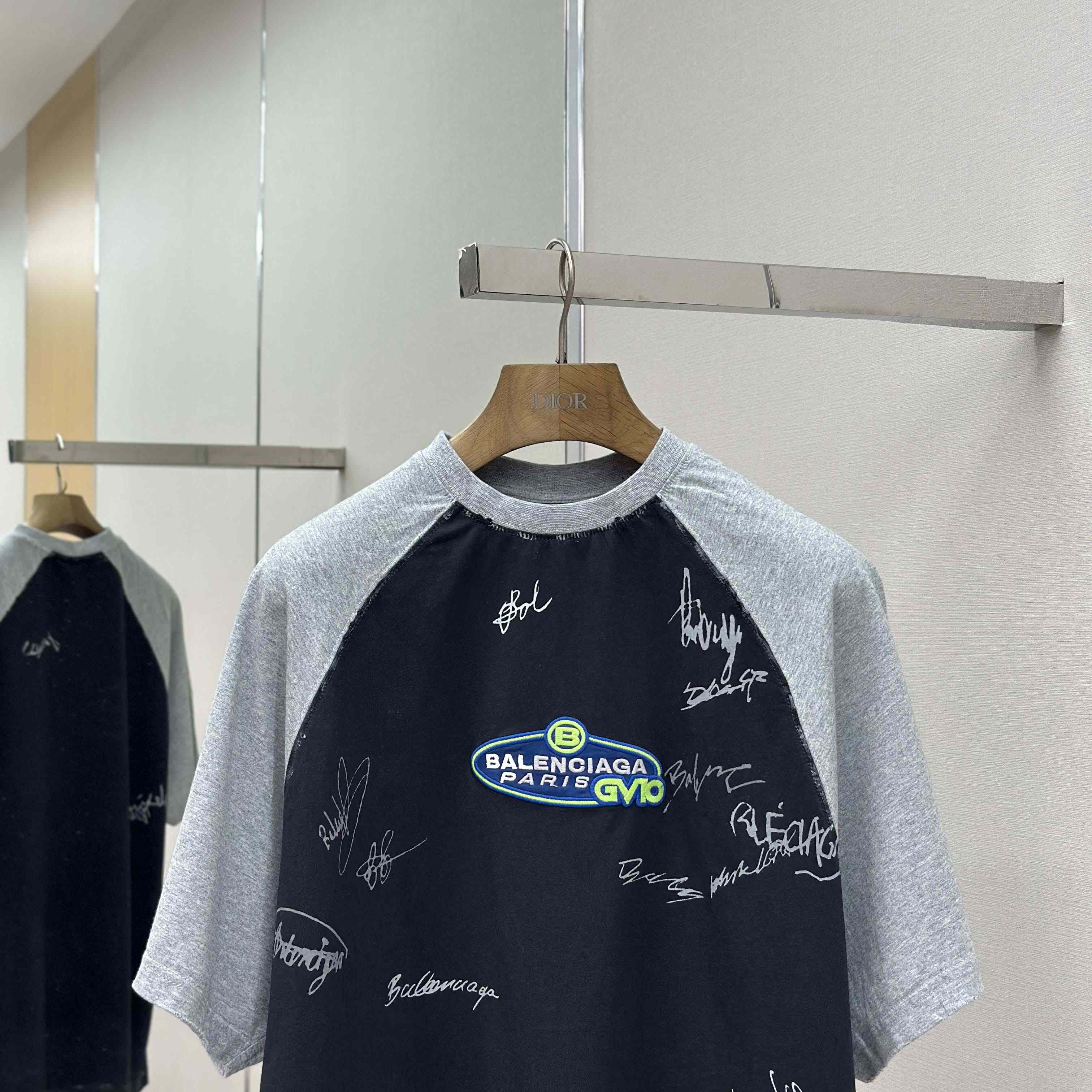 Balenciaga Taped Balenciaga Back T-Shirt Medium Fit in heather grey dry jersey - DopestKickz