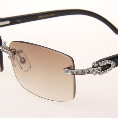 Cartier CT_3524012 Diamond Black Buffalo Eyeglasses In Silver Brown - DopestKickz