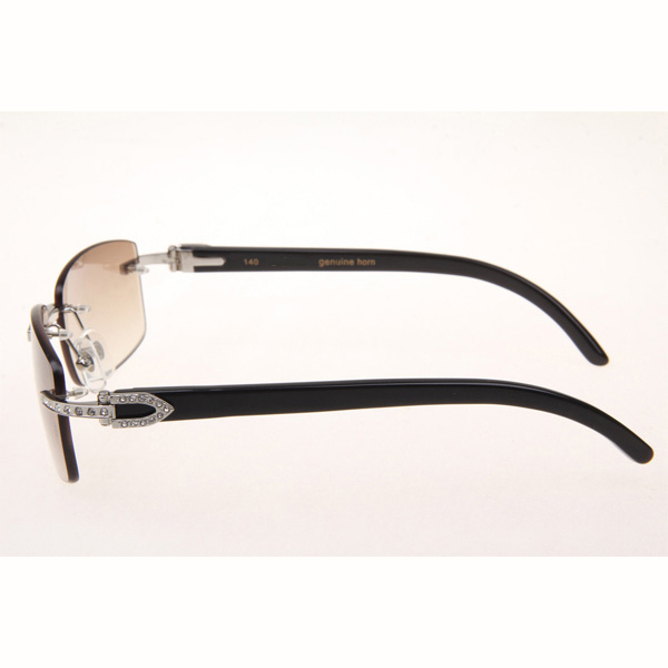 Cartier CT_3524012 Diamond Black Buffalo Eyeglasses In Silver Brown - DopestKickz