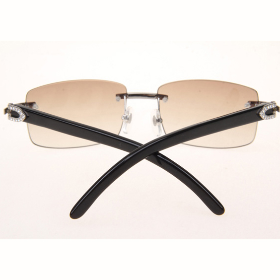 Cartier CT_3524012 Diamond Black Buffalo Eyeglasses In Silver Brown - DopestKickz