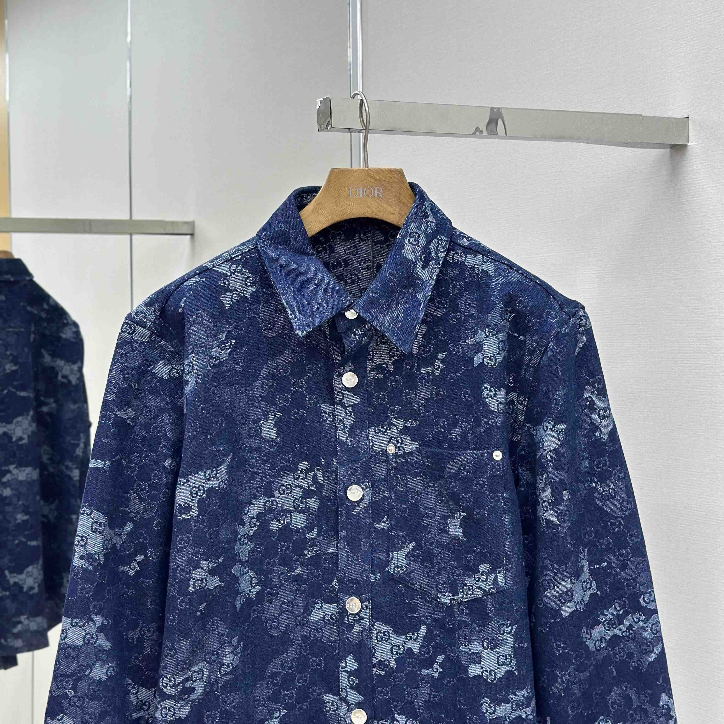 Gucci GG Jacquard Denim Shirt - DopestKickz