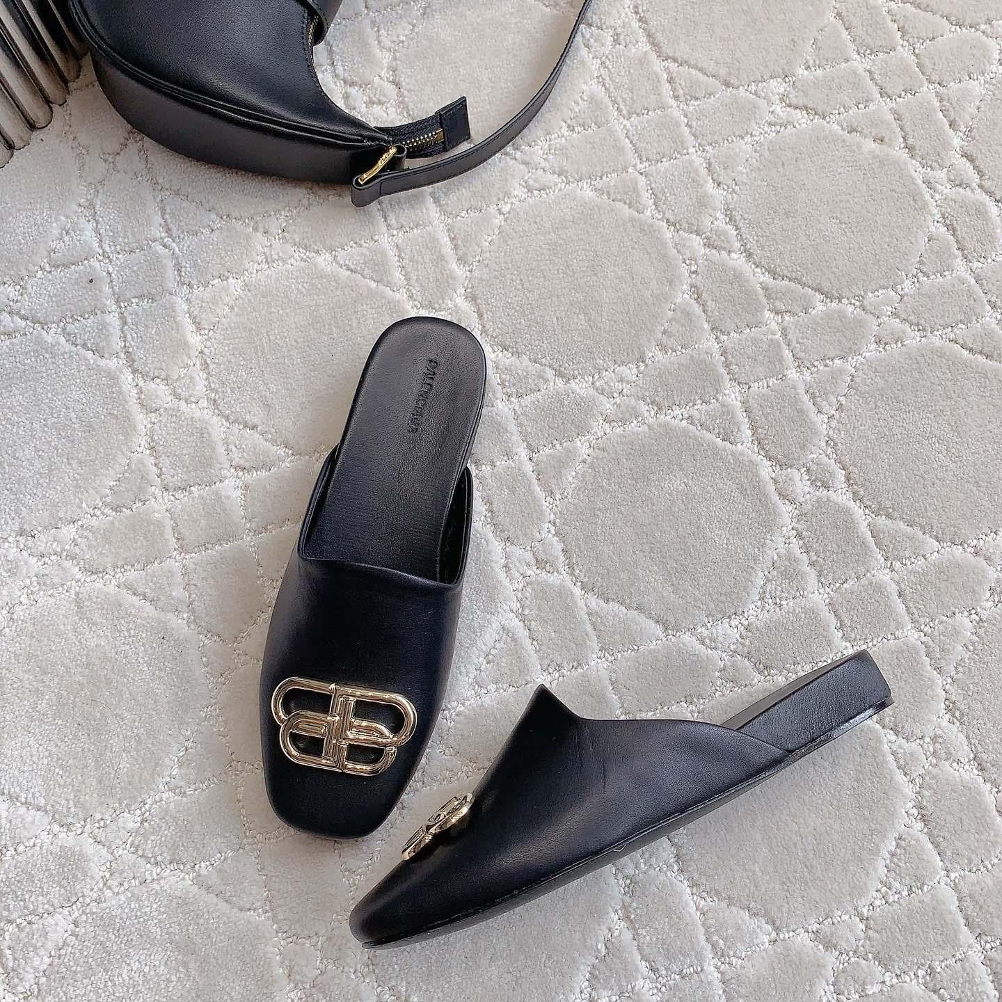 Balenciaga Flat Cosy BB Mule Slide Sandals - DopestKickz