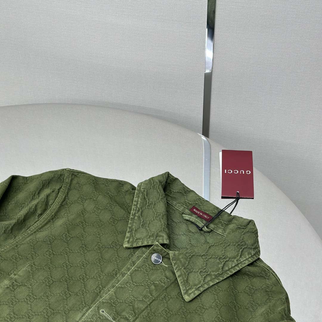 Gucci Bleached GG Cotton Denim Jacquard Shirt - DopestKickz