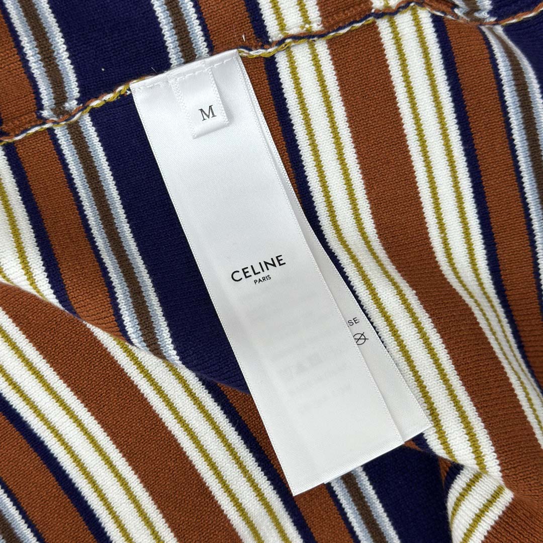 Celine Triomphe Loose Polo In Striped Cotton  - DopestKickz