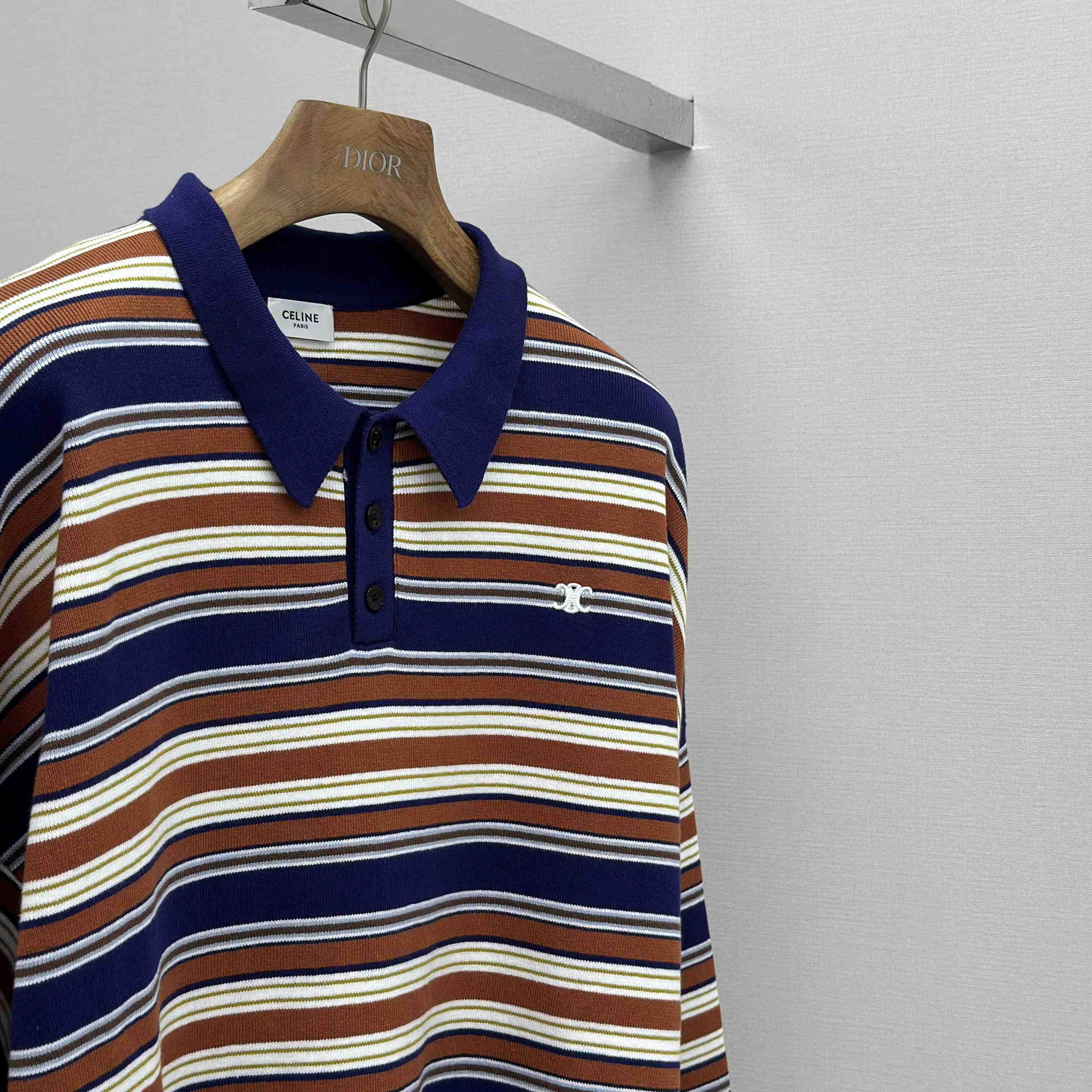 Celine Triomphe Loose Polo In Striped Cotton  - DopestKickz