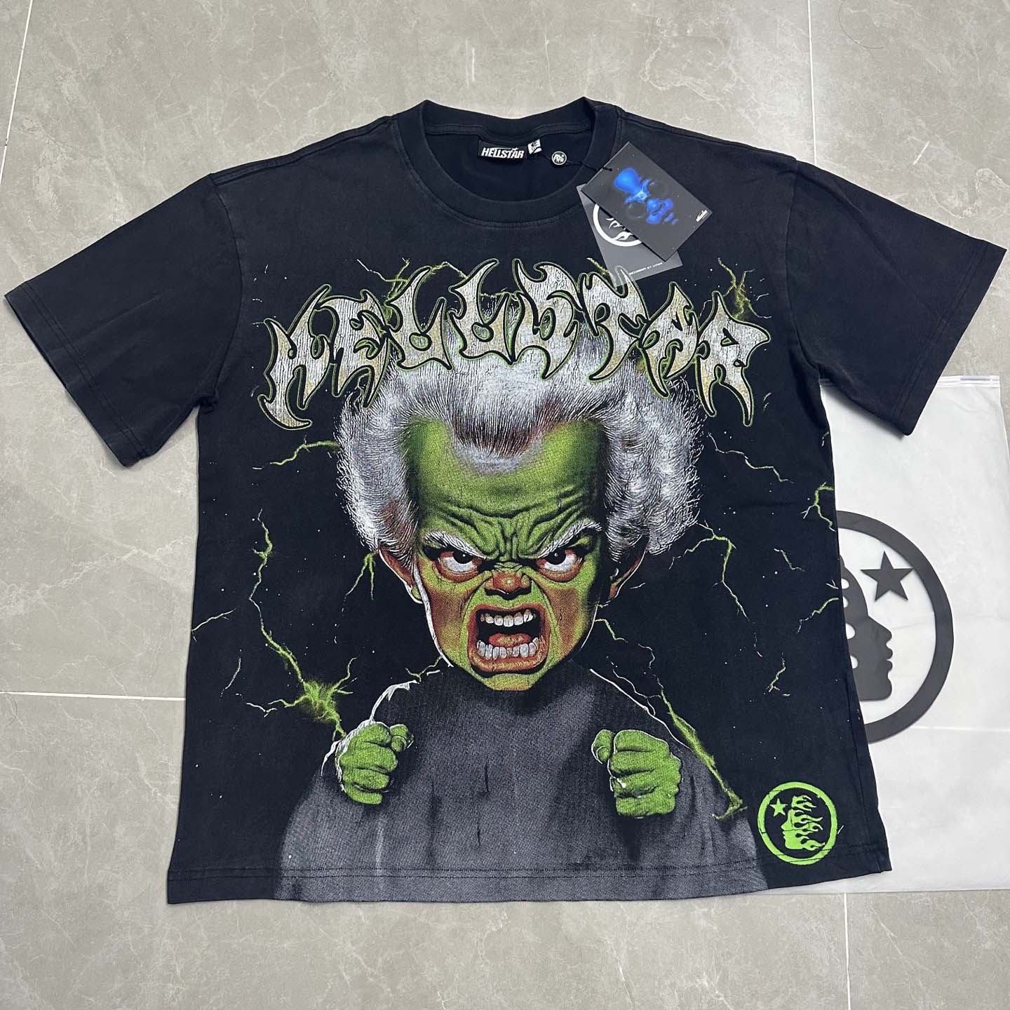 Hellstar Star Green Angry Person Tee - DopestKickz