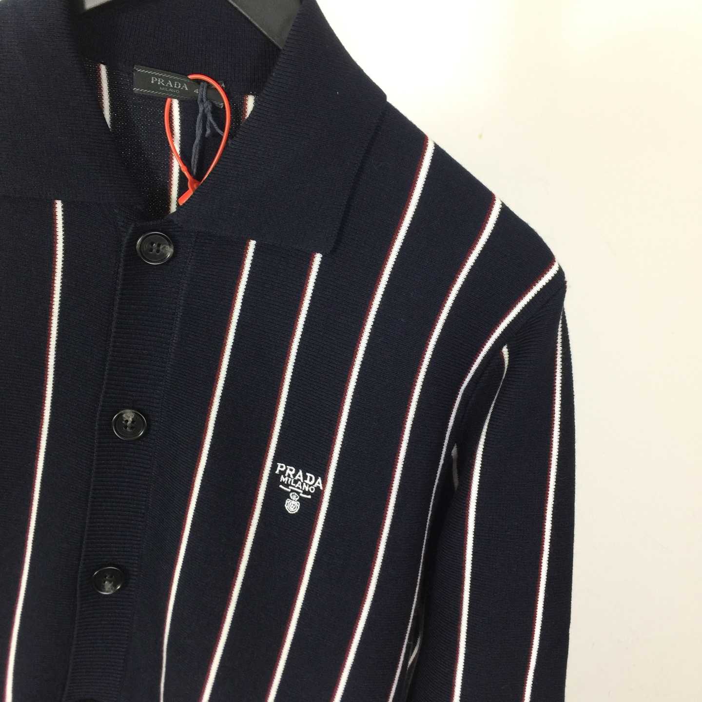 Prada Navy Striped Wool Cardigan  - DopestKickz