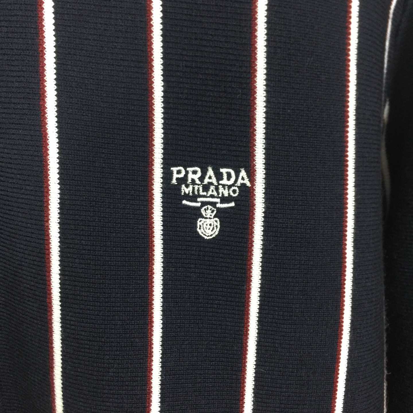 Prada Navy Striped Wool Cardigan  - DopestKickz