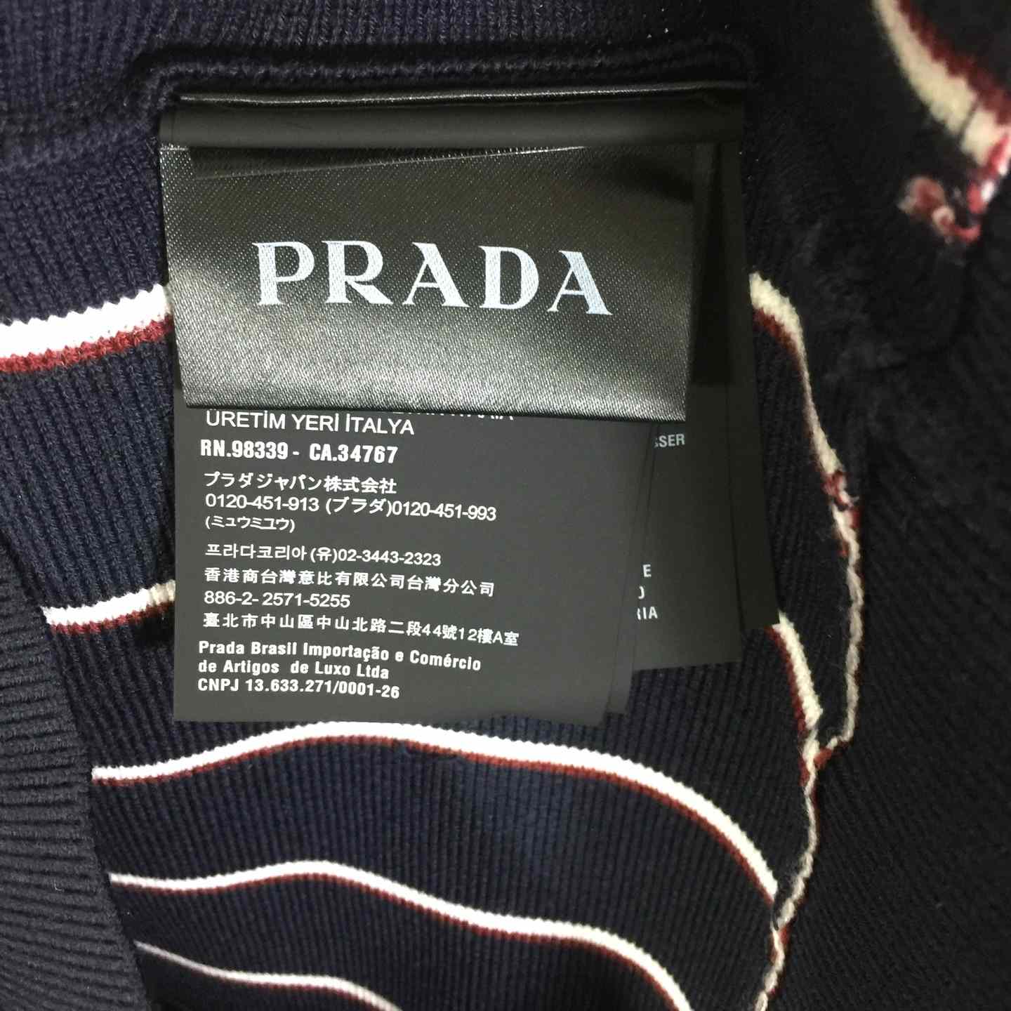 Prada Navy Striped Wool Cardigan  - DopestKickz