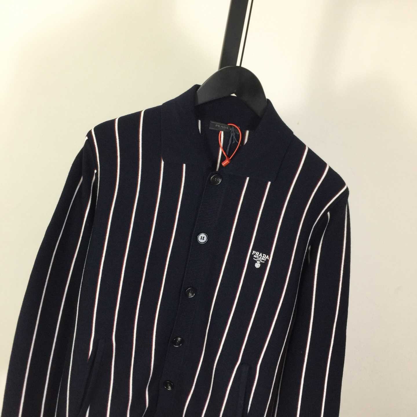 Prada Navy Striped Wool Cardigan  - DopestKickz