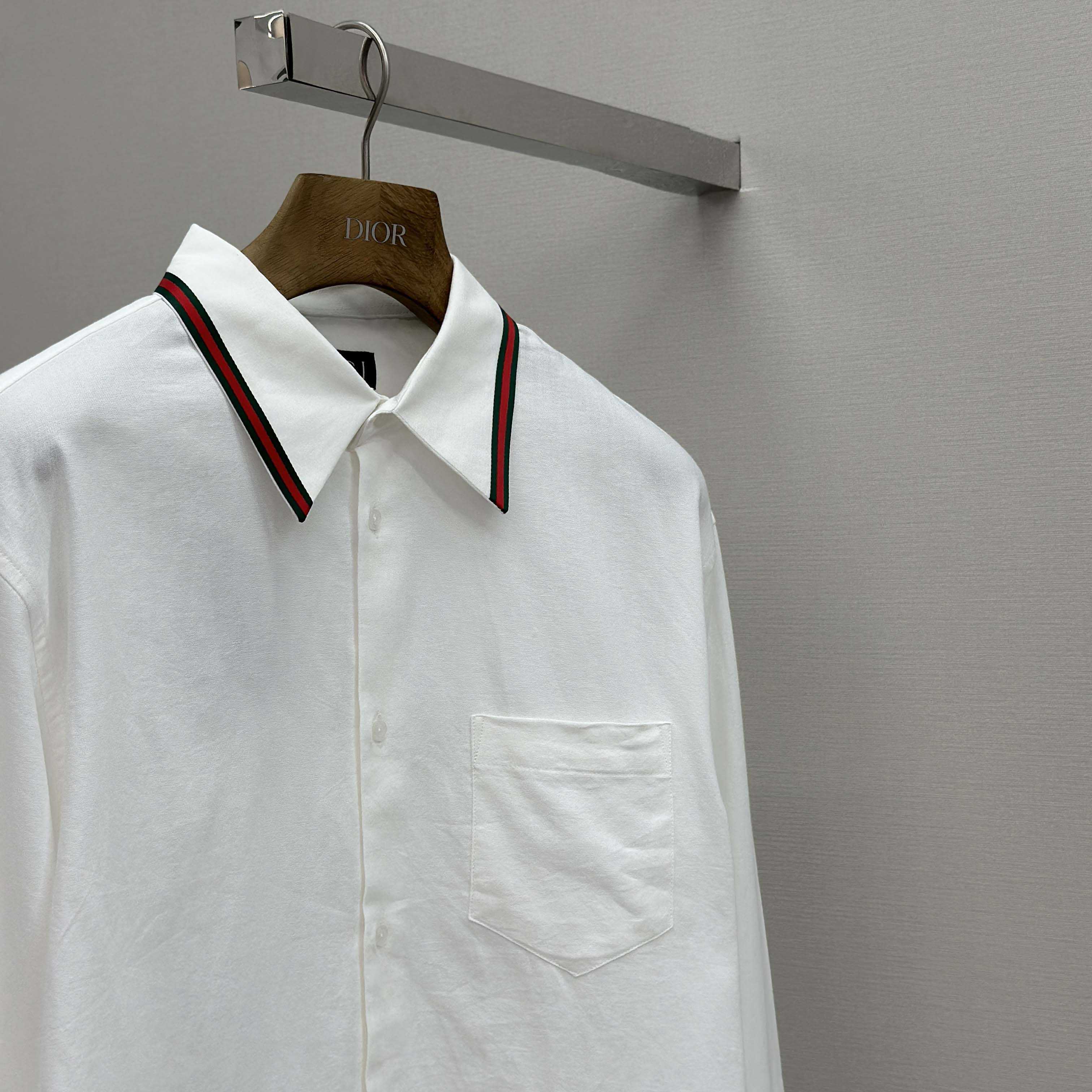 Gucci Web-stripe Trim Cotton Shirt - DopestKickz