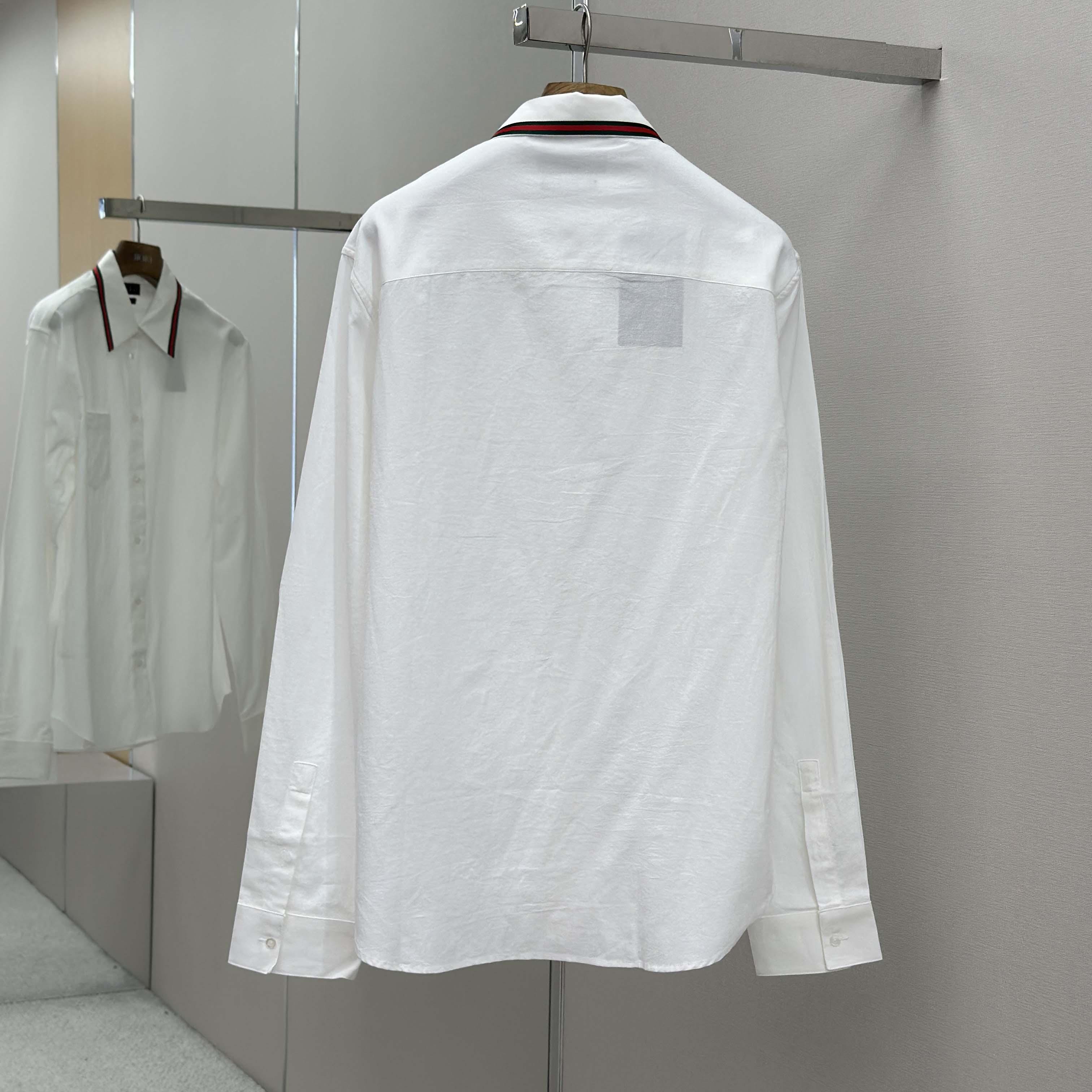 Gucci Web-stripe Trim Cotton Shirt - DopestKickz