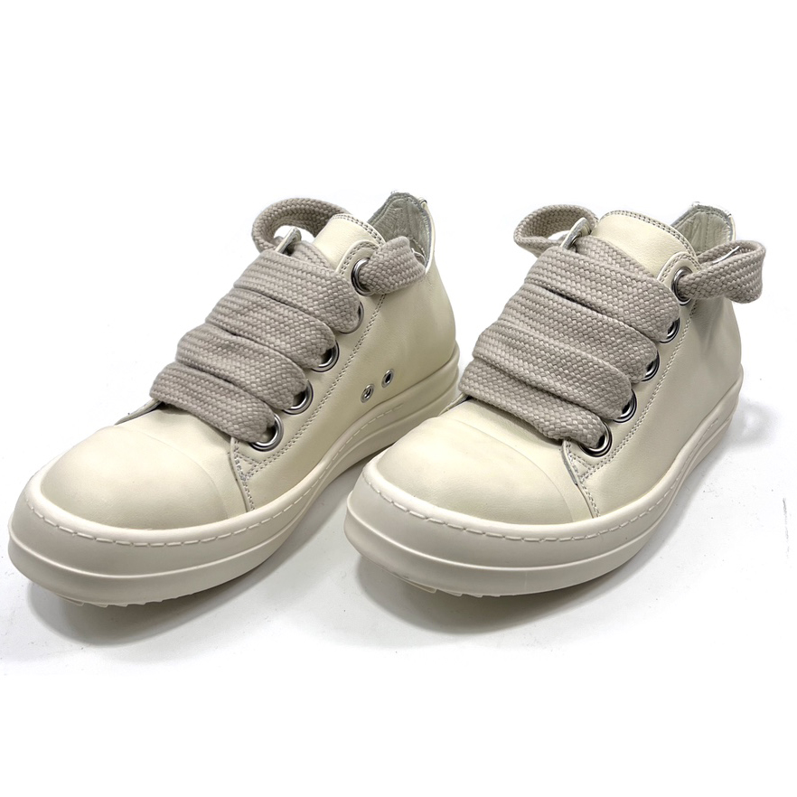 Rick Owens Lido Low Top Sneaks Jumbo Laced Milk - DopestKickz