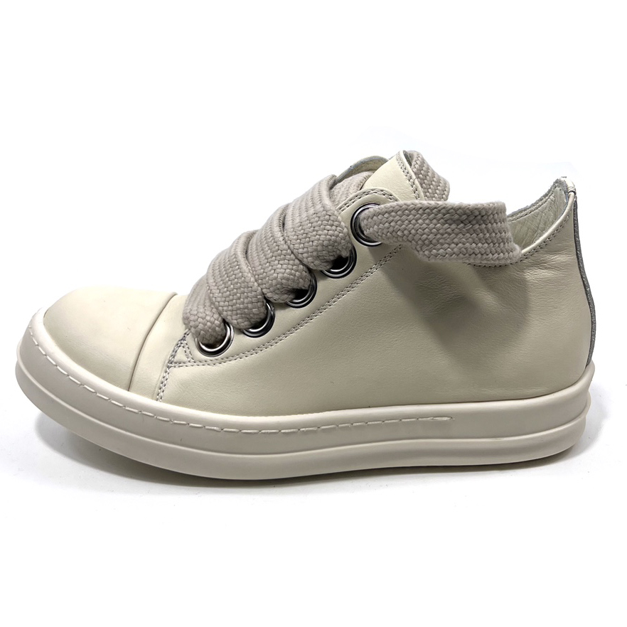 Rick Owens Lido Low Top Sneaks Jumbo Laced Milk - DopestKickz