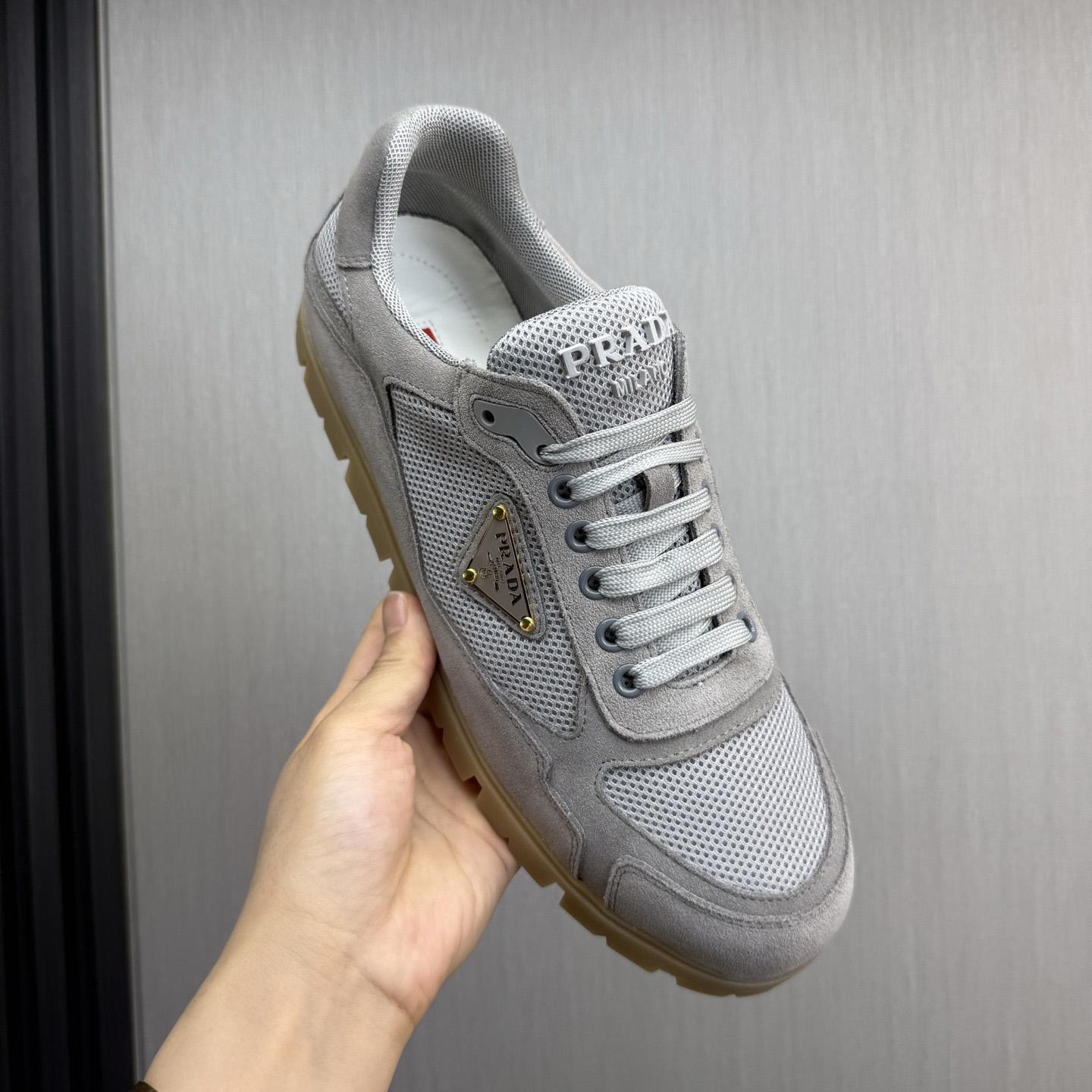 Prada Trail Mesh Fabric And Suede Sneakers - DopestKickz
