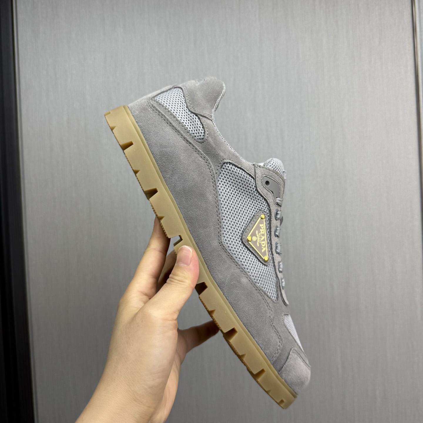 Prada Trail Mesh Fabric And Suede Sneakers - DopestKickz