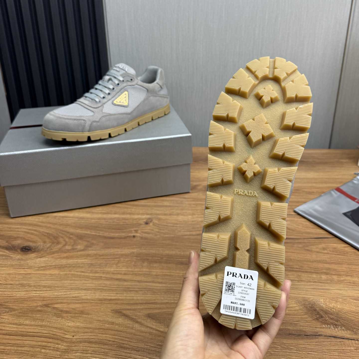 Prada Trail Mesh Fabric And Suede Sneakers - DopestKickz