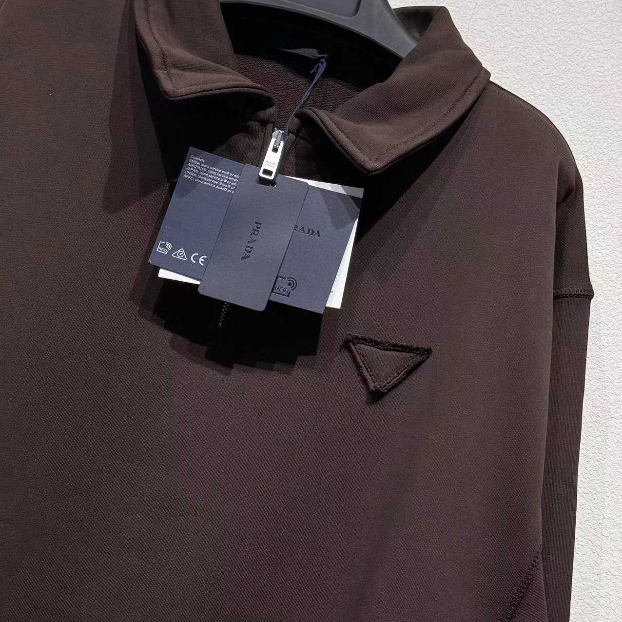 Prada Cotton Triangle Chest Quarter-Zip Sweatshirt - DopestKickz