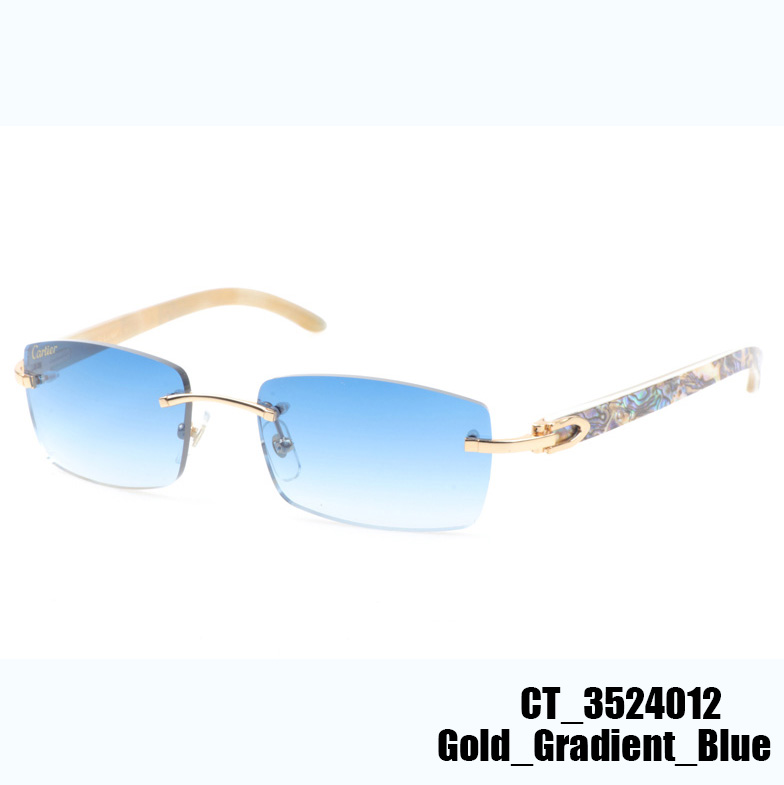 Cartier CT_3524012 Shell Mix White Buffalo Sunglasses In Gold Gradient Blue - DopestKickz
