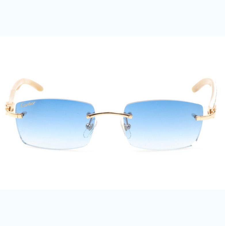 Cartier CT_3524012 Shell Mix White Buffalo Sunglasses In Gold Gradient Blue - DopestKickz