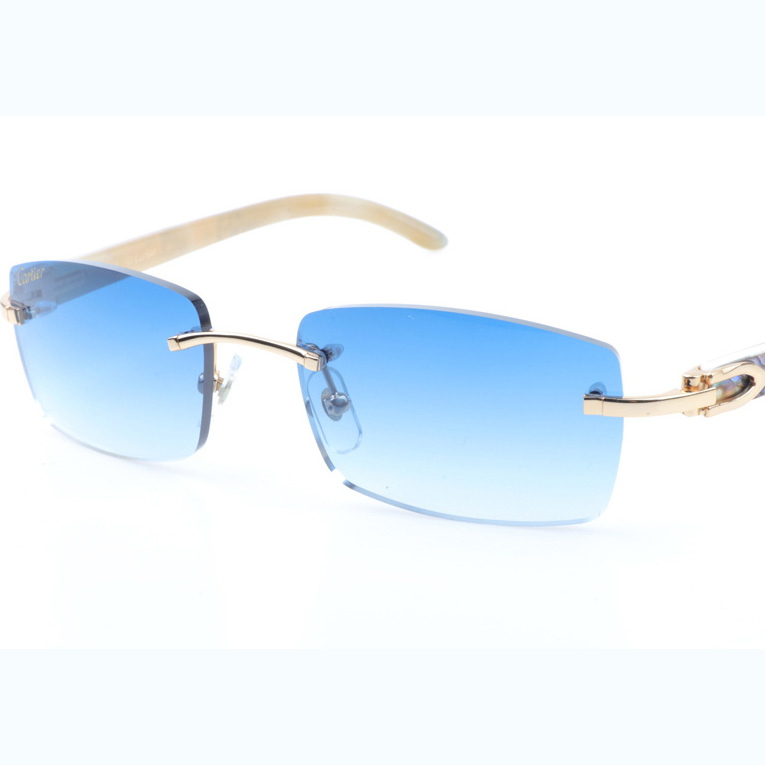 Cartier CT_3524012 Shell Mix White Buffalo Sunglasses In Gold Gradient Blue - DopestKickz